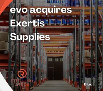 Warehouse image with O'Rourke Office logo